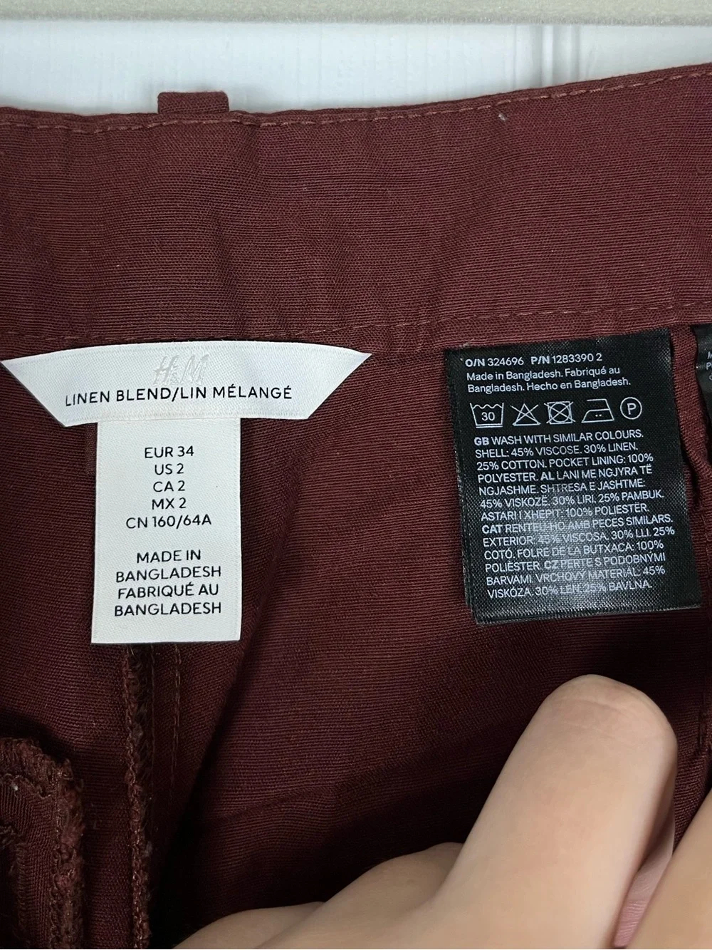 H&M Linen Blend Pleated Relaxed Wide Leg Trouser Pants Sz 2 Preppy Career